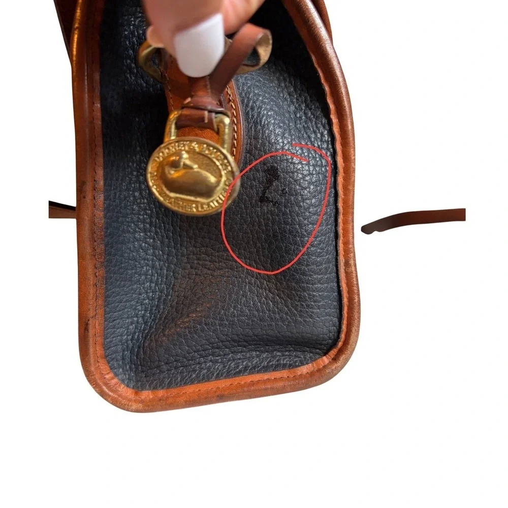 Dooney & Bourke All Weather Leather Vintage Navy‎  Crossbody Bag Brass Duck Fob